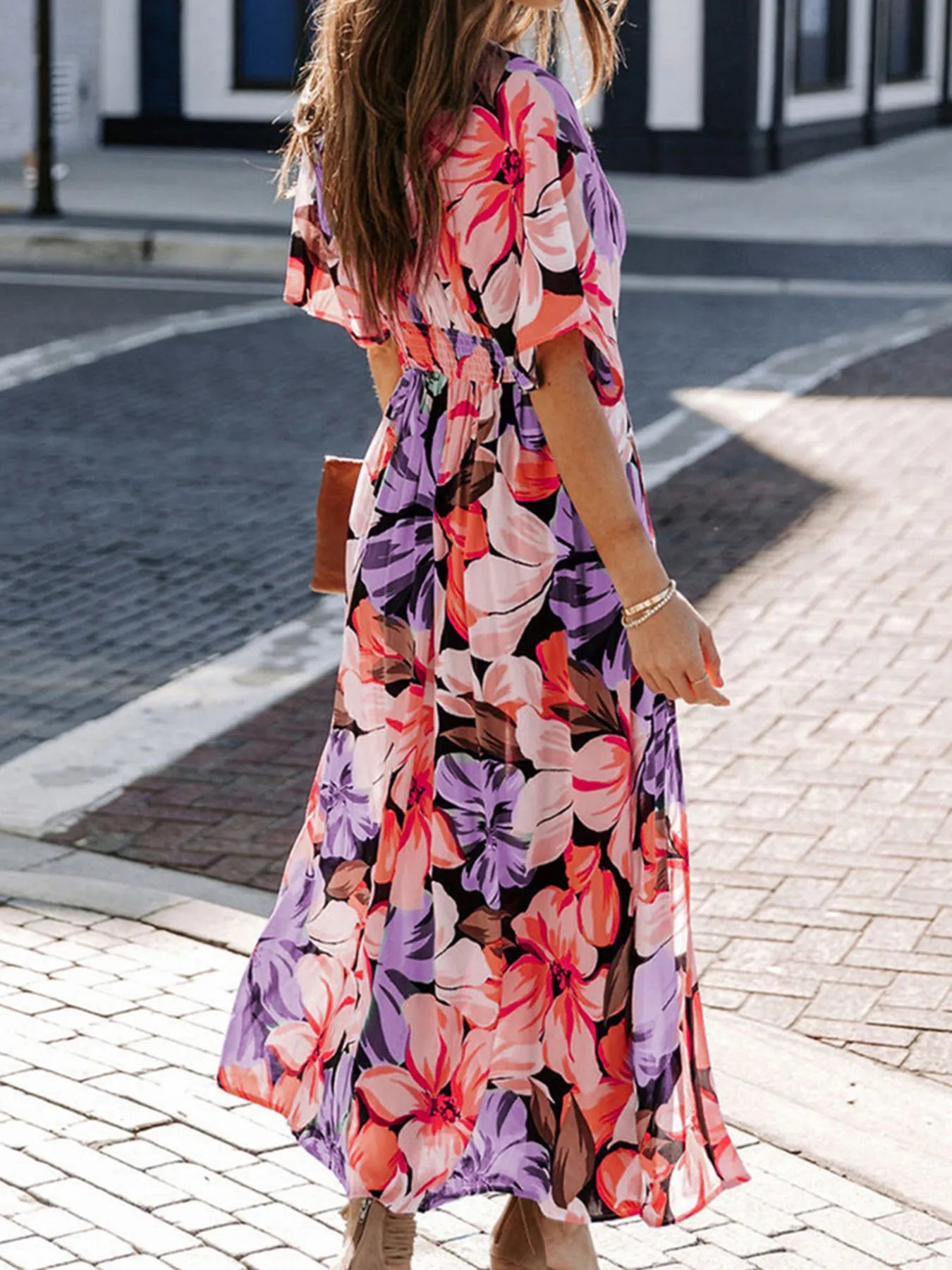 LM | Floral Wrap V-Neck Maxi Dress