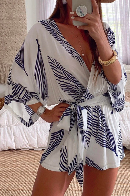 LM | Plants Print White romper