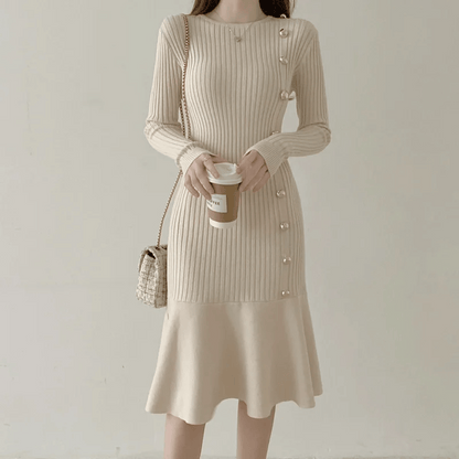 LM | elegant ribbed midi dress for women