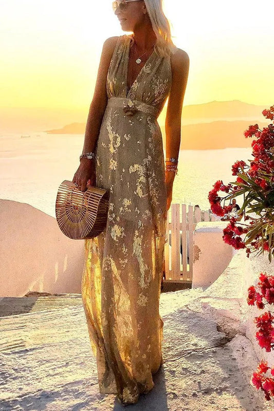 LM | Golden Sunset Stories maxi dress with V-neckline