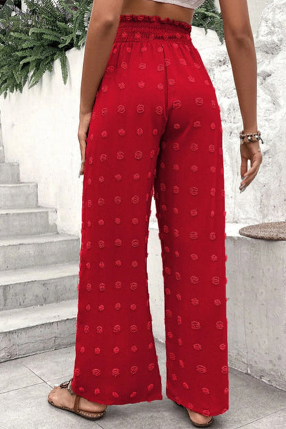 LM | High waist jacquard pants with wide leg casual pants