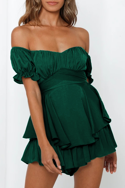 LM | Casual Solid flounce off the shoulder straight rompers (9 colors)