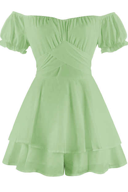 LM | Casual Solid flounce off the shoulder straight rompers (9 colors)