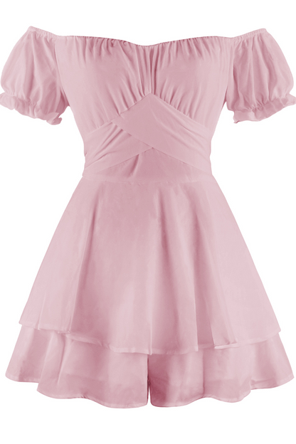 LM | Casual Solid flounce off the shoulder straight rompers (9 colors)