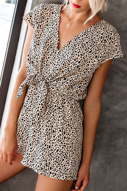 LM | Casual Print Patchwork V Neck Straight Rompers