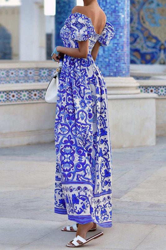 LM | Floral Patchwork Off the Shoulder Printed Dresses Dresses
