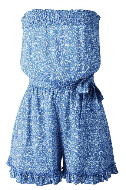 LM | Smocked strapless floral romper