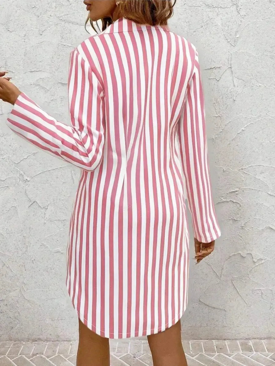 LM | Pink striped long-sleeved mini dress