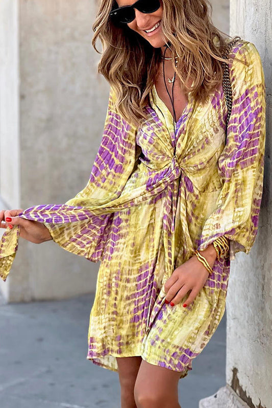 LM | Take Me Away Tie-dye Print Tie Waist Mini Dress
