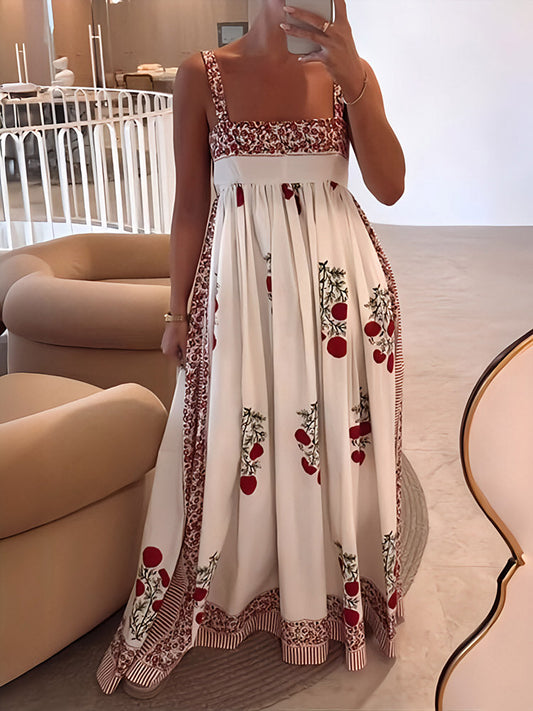 LM | Maxi dress with square neckline and floral print