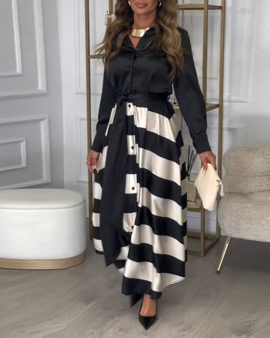 LM | Elegant striped maxi dress