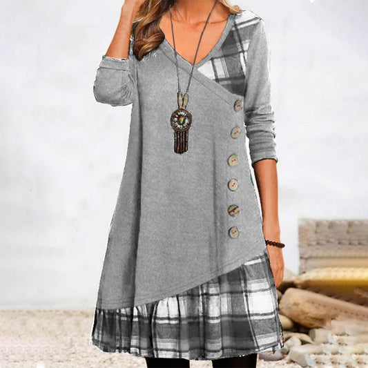 LM | Long sleeve plaid midi dress