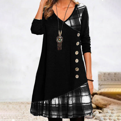 LM | Long sleeve plaid midi dress