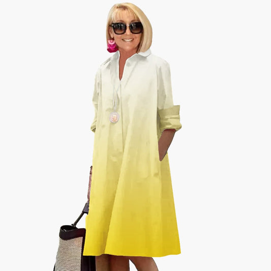 LM | Women's boho midi dress with long sleeves and side pockets