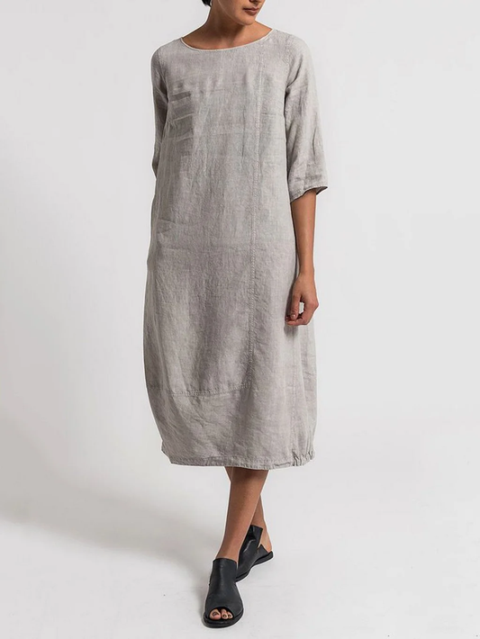 TS | Alice - Casual, plain-colored casual dress with a round neckline and 3/4-length sleeves