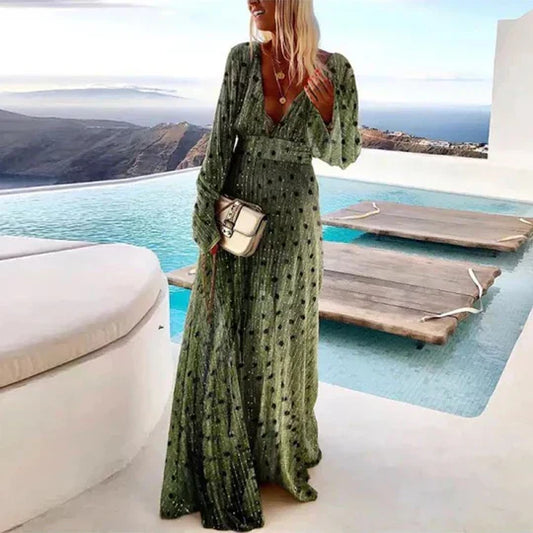 LM | stylish maxi dress with polka dot pattern