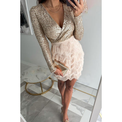 LM | elegant glitter mini dress for women