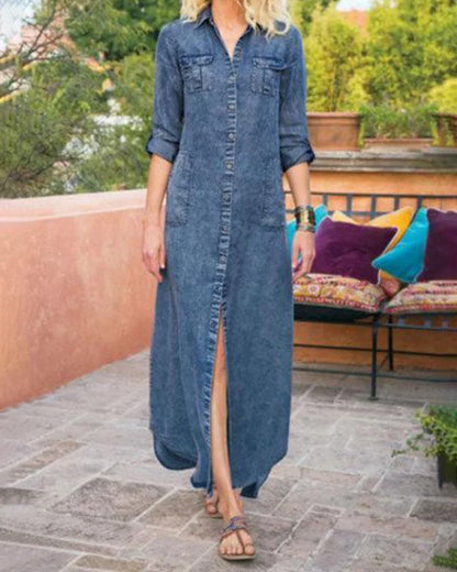 LM | versatile long-sleeved maxi dress for casual and smart occasions