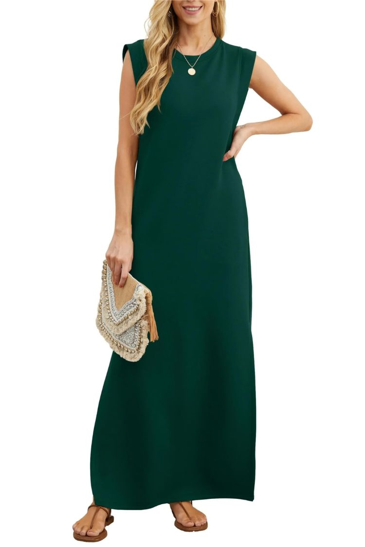 LM | Women's Casual Loose Split Pleatless Maxi Dress
