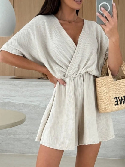 LM | Surplice Half Sleeve Wrap Romper
