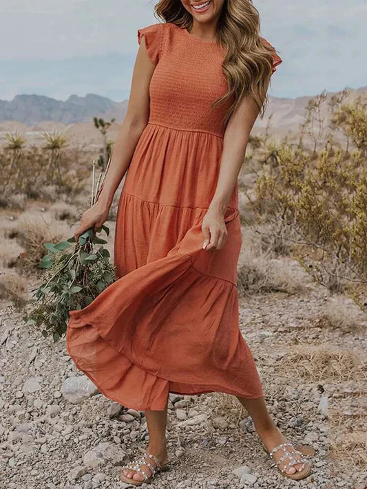 LM | Short-sleeved midi dresses for women