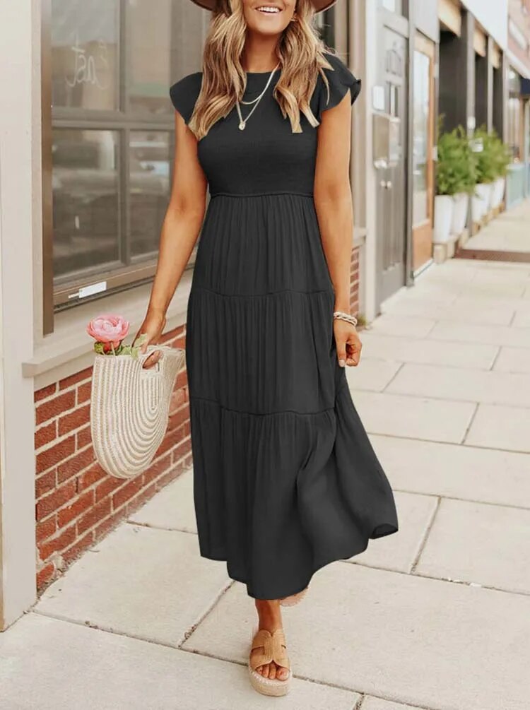 LM | Flowing tiered midi dress