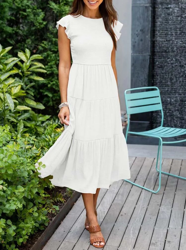 LM | Flowing tiered midi dress