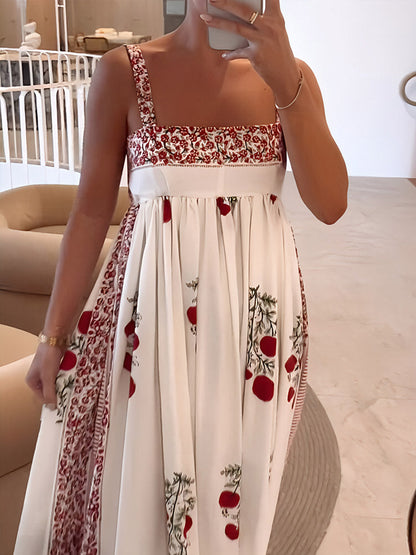 LM | Maxi dress with square neckline and floral print