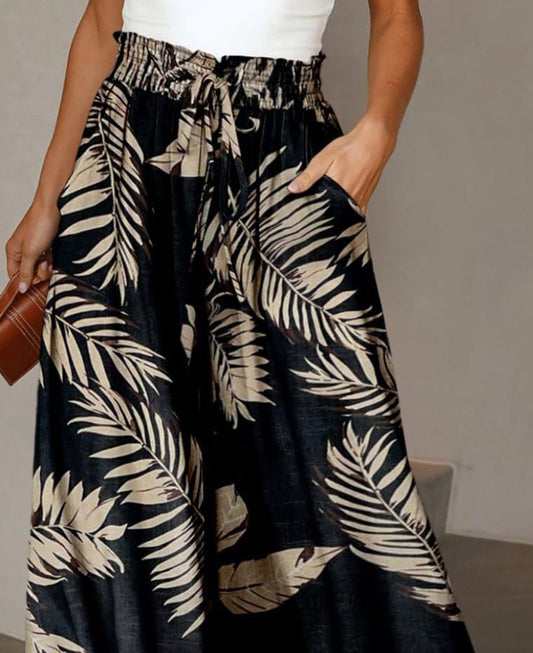 LM | Popular Plant Print Side Pocket Pants