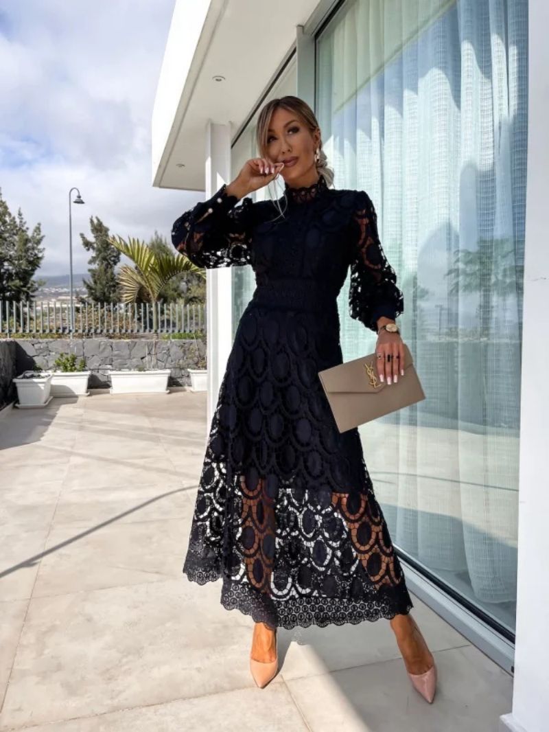 LM | Stylish midi dress in French lace