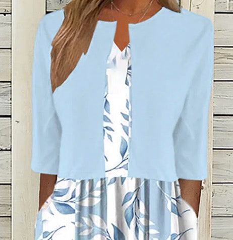 LM | Midi dress with floral print and matching jacket