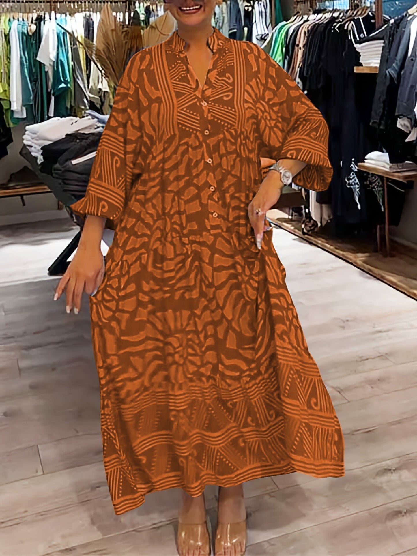 LM | Effortless midi dress with V-neckline