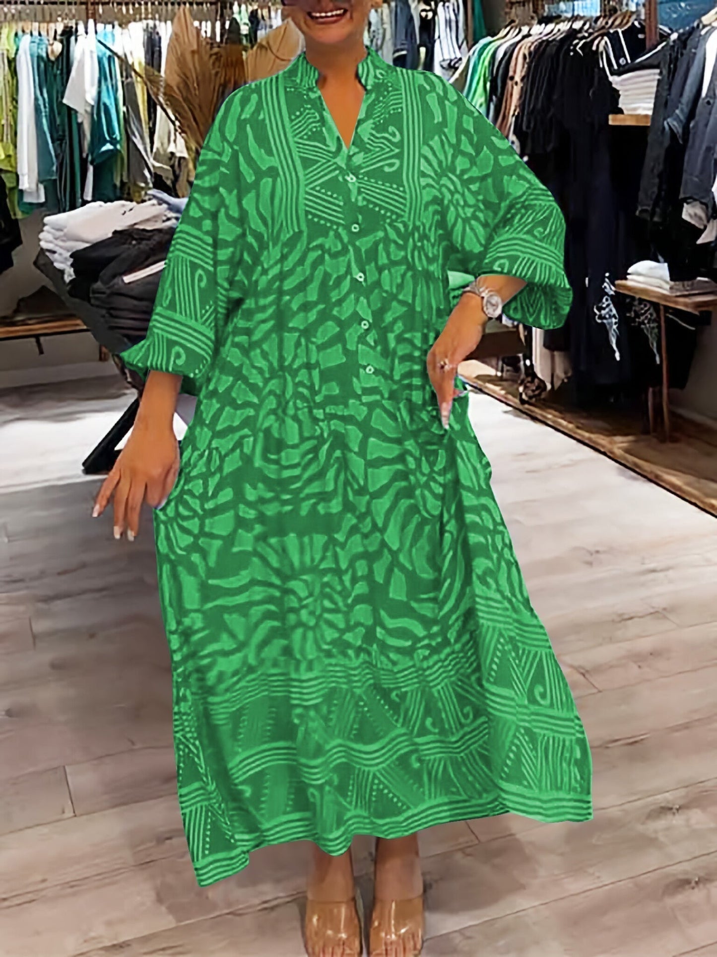 LM | Effortless midi dress with V-neckline