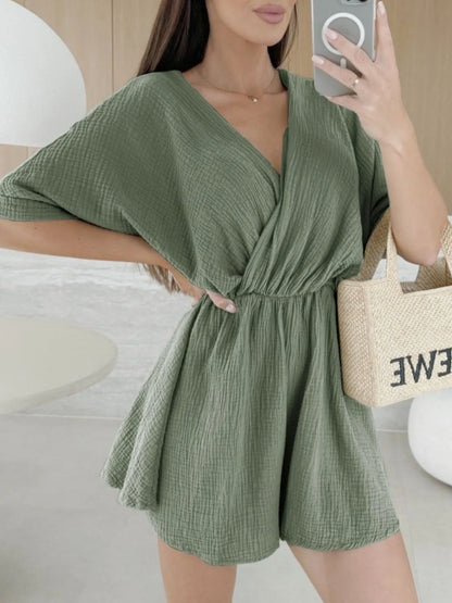 LM | Surplice Half Sleeve Wrap Romper