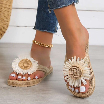 LM | Women's flat casual bohemian sandals with flower