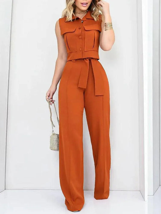 TS | Elegant style - Belt with bow, wide leg - Perfect for casual and formal occasions