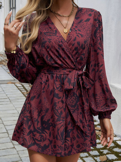 LM | Devine Tied Surplice Long Sleeve Romper