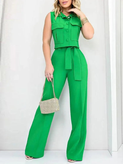 TS | Elegant style - Belt with bow, wide leg - Perfect for casual and formal occasions