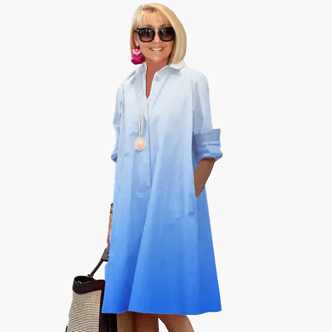 LM | Women's boho midi dress with long sleeves and side pockets