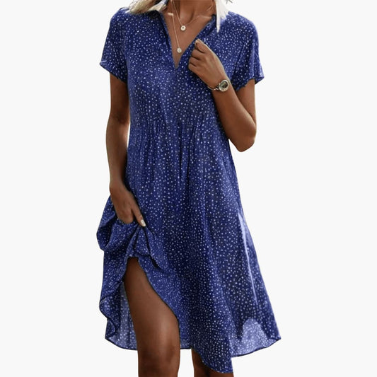 LM | Women's boho midi dress with pockets and short sleeves
