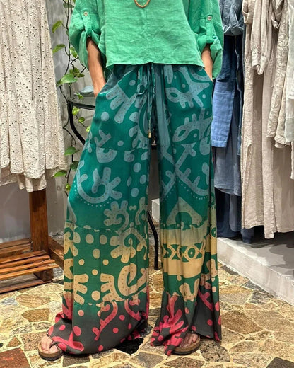 LM | Two-piece set consisting of a casual top and printed pants