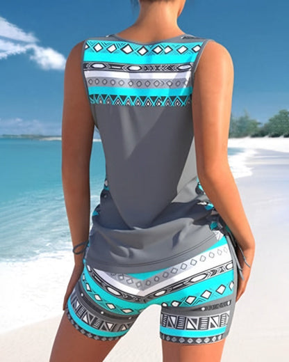 LM | Tankini set with geometric pattern