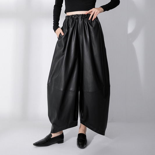 LM | Leather pants with high waist for women