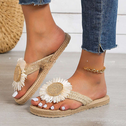 LM | Women's flat casual bohemian sandals with flower
