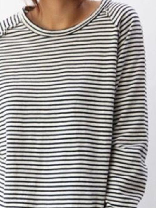 LM Basic long-sleeved blouse in white and black cotton