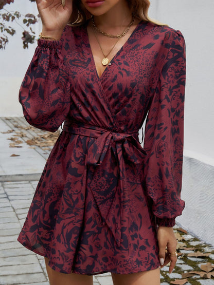 LM | Devine Tied Surplice Long Sleeve Romper