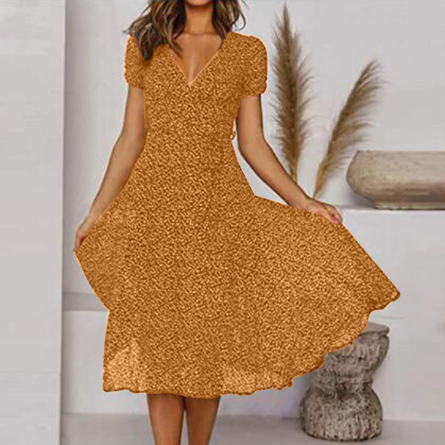 TS | V-neck wrap midi dress