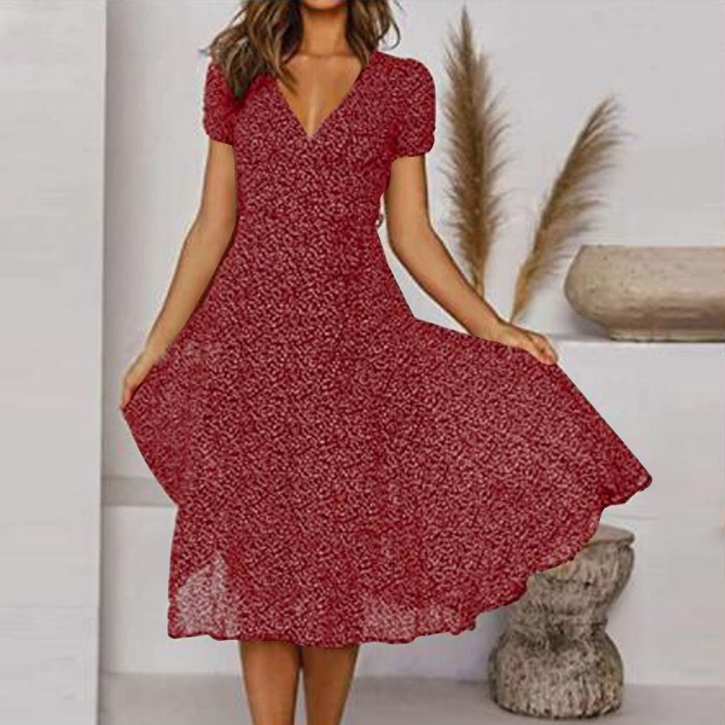 TS | V-neck wrap midi dress