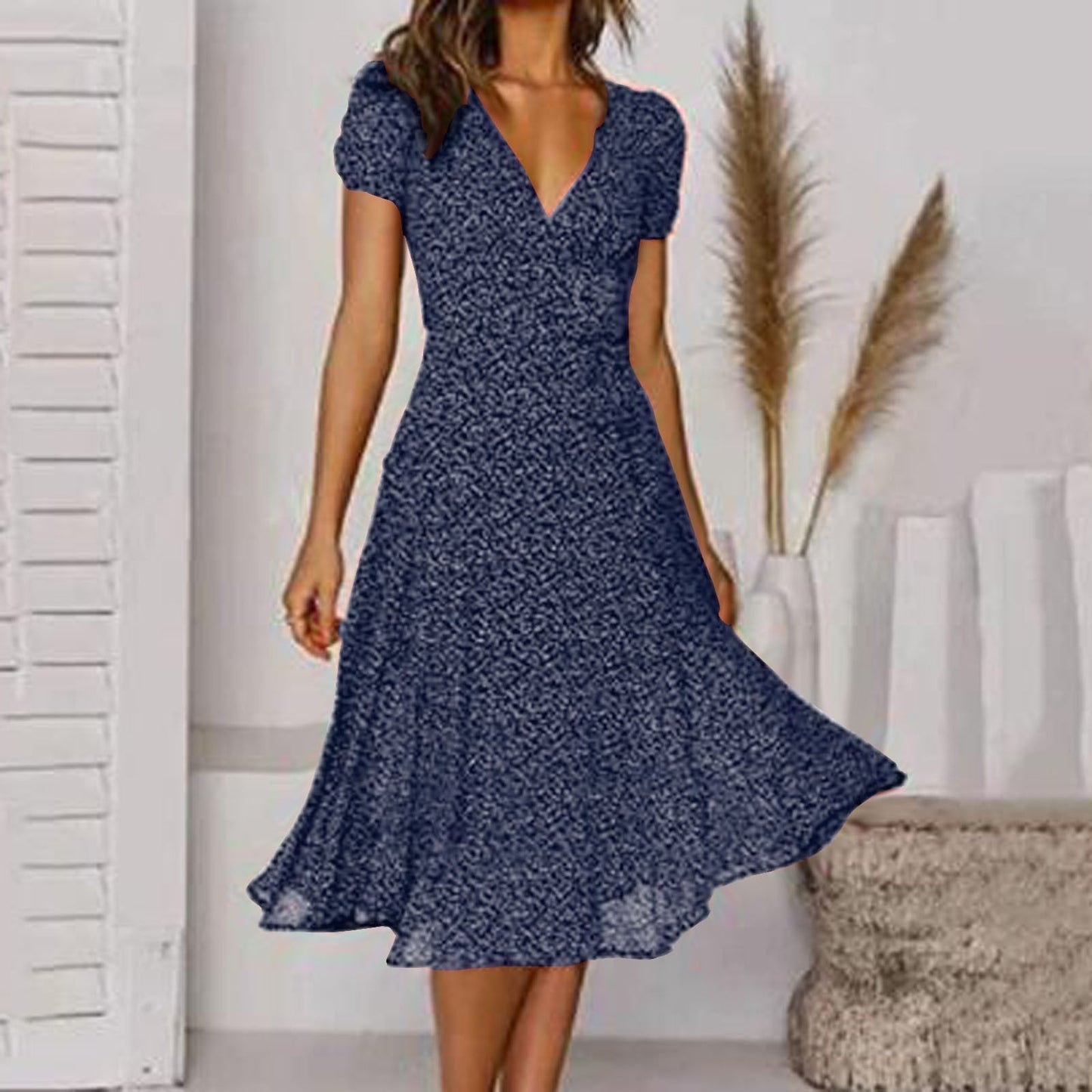 TS | V-neck wrap midi dress