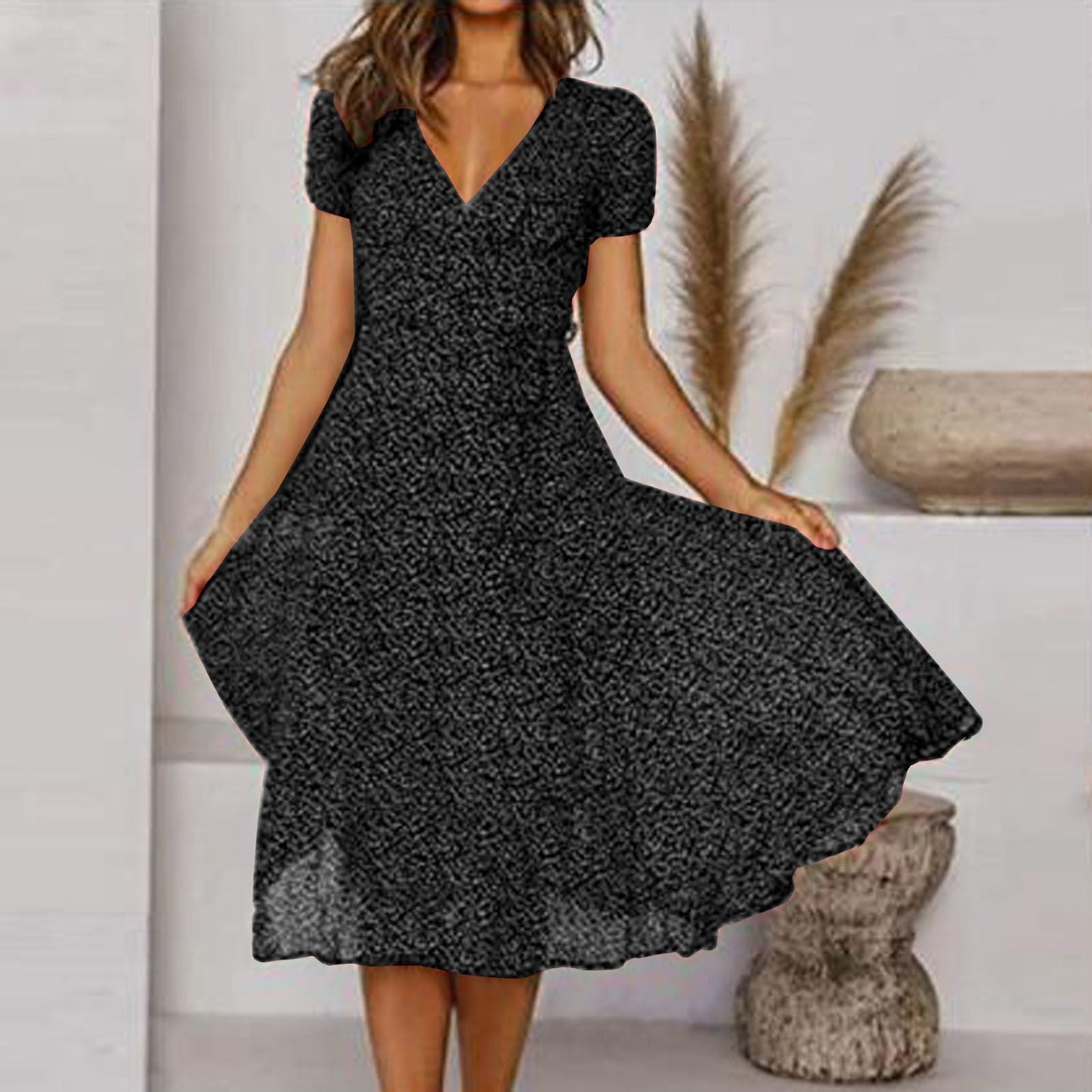 TS | V-neck wrap midi dress